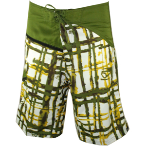 Mens Reef Waterplaid Boardshort. Green