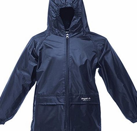 CHILDS REGATTA STORMBREAK WATERPROOF JACKET KIDS BOYS GIRLS CHILDRENS RAIN COAT IN BLACK OR NAVY BLUE (9-10 Years, Navy Blue)