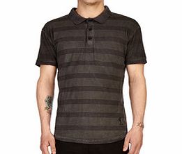 Grey stripe cotton short sleeve polo