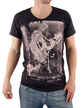 Washed Black Skeleton Guitar T-Shirt