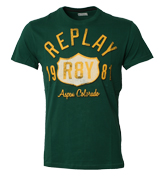 Dark Green T-Shirt with Printed Logo