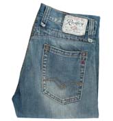 Mid Blue Straight Leg Jeans - 32` Leg