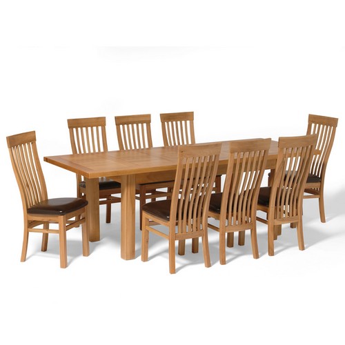 Oak Large Dining Set with 8 Shaker