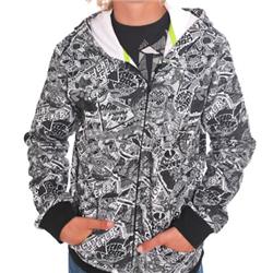 Boys Old School Stickers Zip Hoody- White