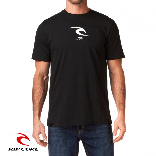 Mens Rip Curl Icon S/S T-Shirt - Black