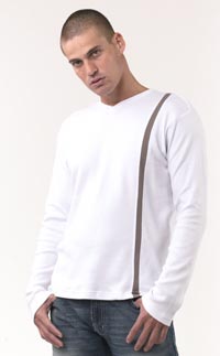 insert stripe v-neck t-shirt