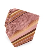 Pink and Tan Reptile Bands Woven Silk Tie