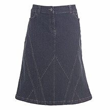 Blue denim panel skirt