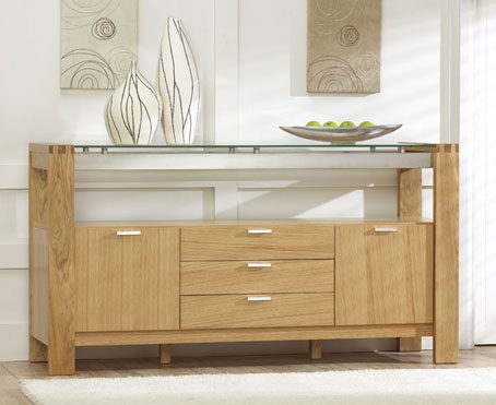 Oak and Glass Sideboard