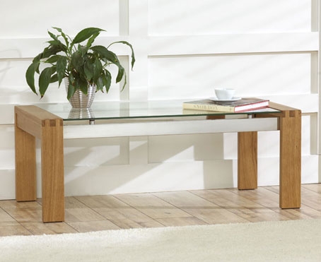 Solid Oak and Glass Coffee Table