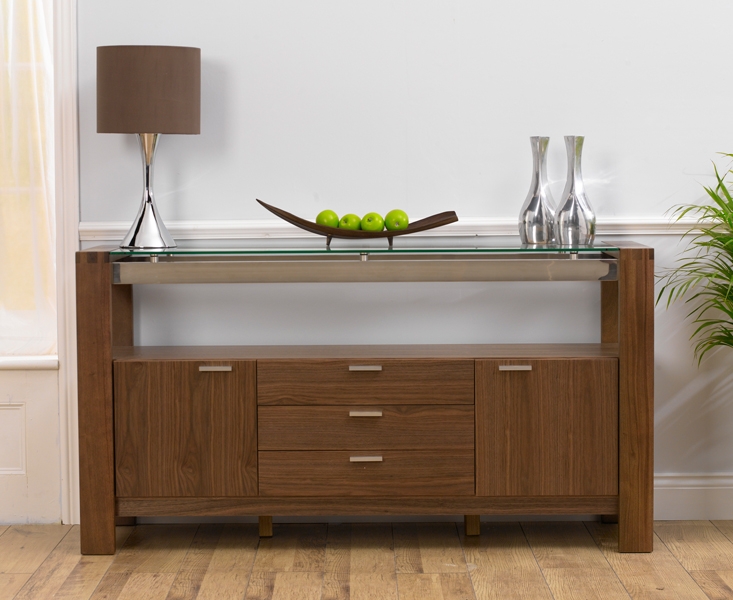 Walnut and Glass Sideboard