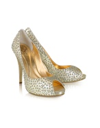 Rodo Swarovksi Crystal Platinum Leather Evening Pump