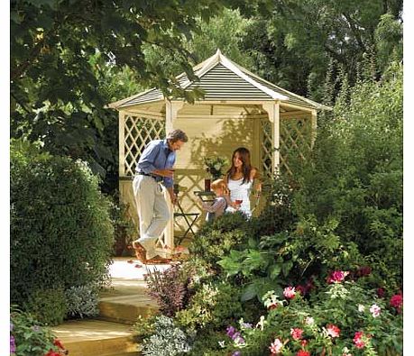 Rowlinson Gainsborough Hexagonal Garden Gazebo - Natural