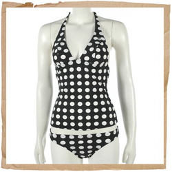 Polka Dot Tankini Black