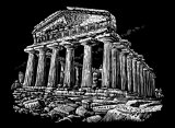 THE PARTHENON LARGE ENGRAVING ART SILVER SCRAPER FOIL