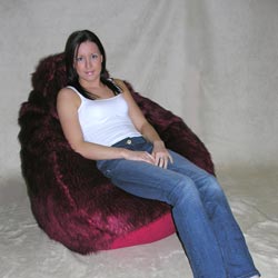 Slouchbag Extra Large Red Longhair Faux Fur Bean