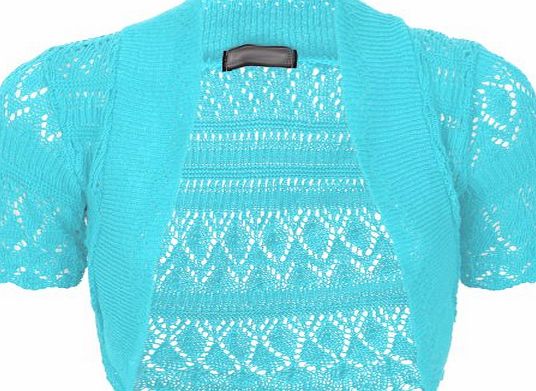 WOMENS LADIES KNITTED CROCHET BOLERO SHRUGS CARDIGAN SHORT SLEEVES TOP SIZE 8-18[Grey,L/XL (UK 16-18) (EU 44-46) (US 12-14)]