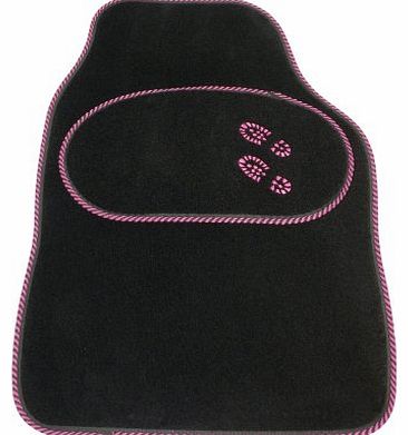 CMS11 Universal Carpet Car Black Mat Set with Cerise Welly Logo