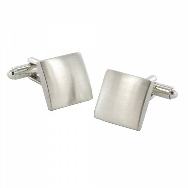 Domed Square Matte Rhodium Cufflinks