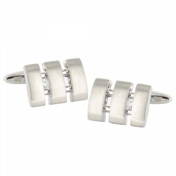 Interlocked Bars Rhodium Cufflinks