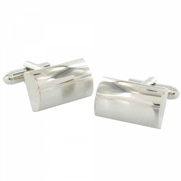 Rounded Matte/Gloss Rhodium Cufflinks