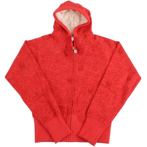 Ladies Santa Cruz Bear And Roses Hoody Red