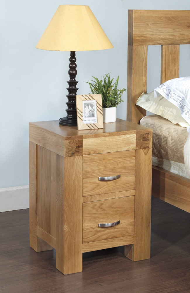 Blonde Oak 2 Drawer Bedside Cabinet