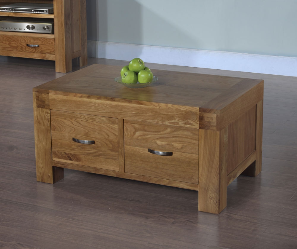 Blonde Oak 2 Drawer Coffee Table