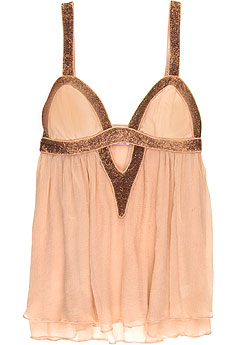 Silk crepe beaded babydoll top