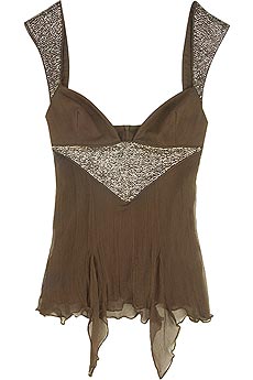 Silk crepe beaded top