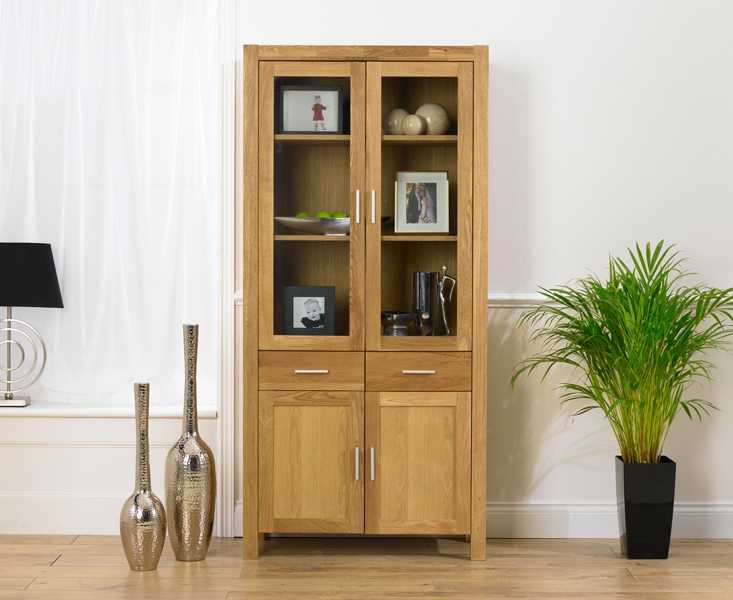 Savanna Oak and Glass Display Unit/Bookcase