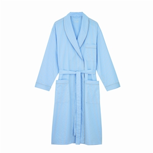 Blue Cream Satin Striped Dressing Gown