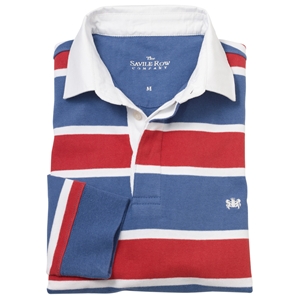 Savile Row Blue White Red Stripe Rugby Shirt