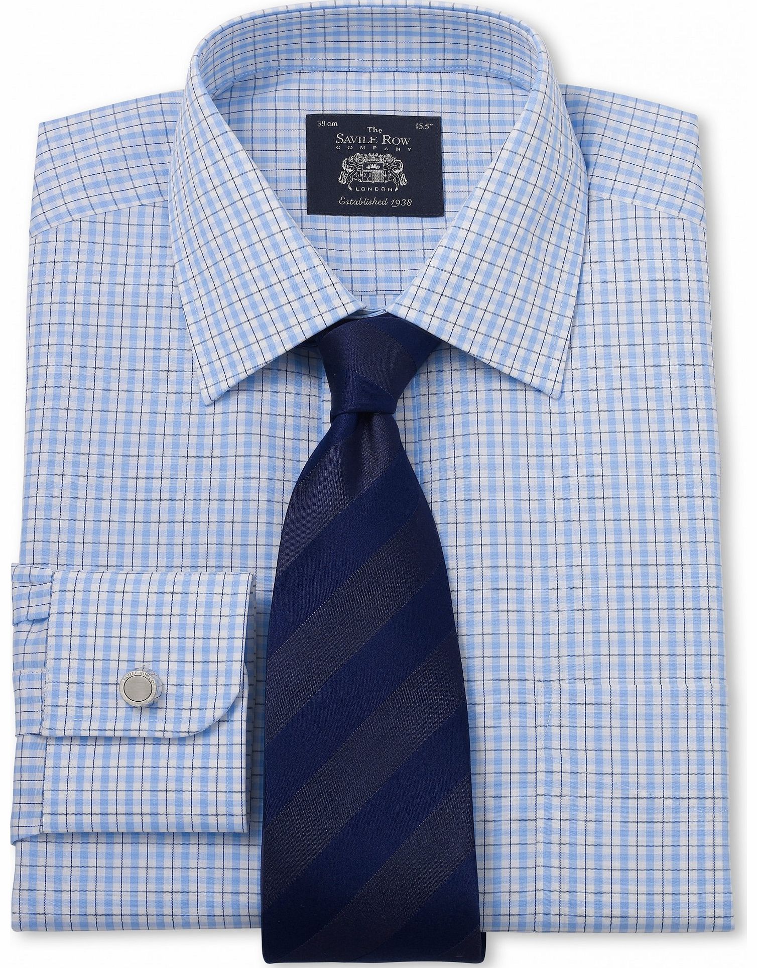 Blue White Check Poplin Classic Fit Shirt 20``