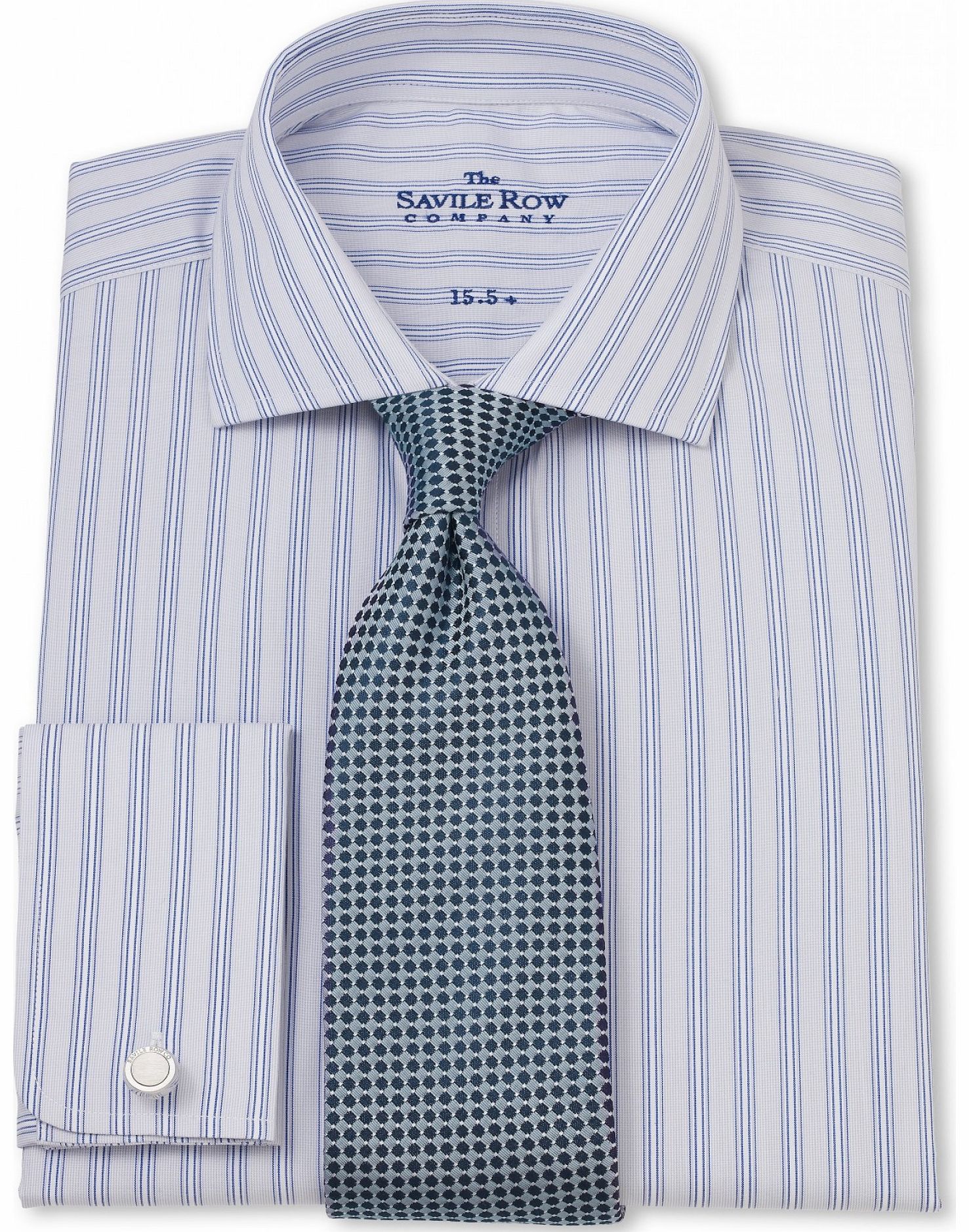 Grey Navy Fine Stripe Slim Fit Shirt 15``