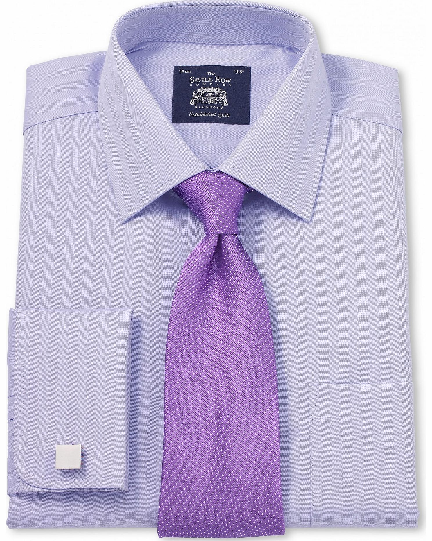 Lilac Herringbone Classic Fit Shirt 16 1/2``