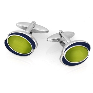 Savile Row Green Cat Eye Cufflink