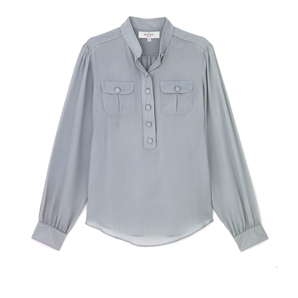 Grey Audrey Pocket Silk Blouse