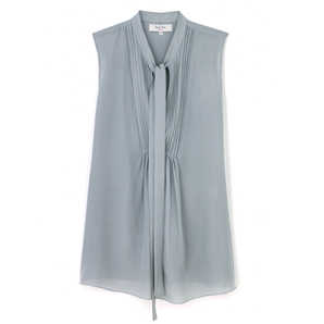 Grey Bardot Sleeveless Silk Blouse