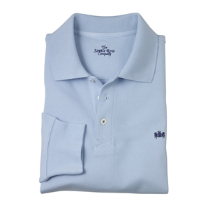 Light Blue Men` Long Sleeve Polo