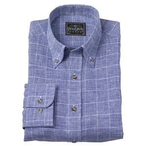 Navy/Blue Linen Check Shirt