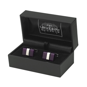 Savile Row Purple Cat` Eye Cufflinks