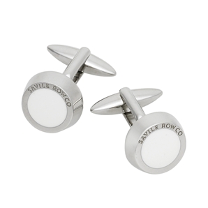 Savile Row White Enamel and Silver Effect Cufflinks