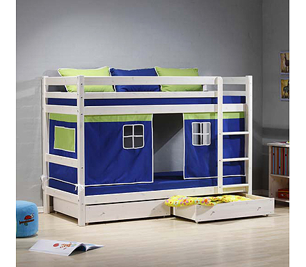 Minnie Solid Pine White Storage Bunk Bed with