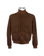 Men` Dark Brown Italian Suede Two-Pocket Jacket