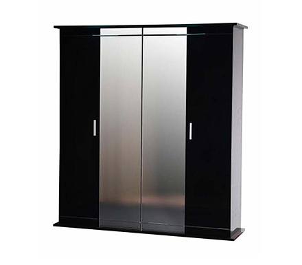 Moon High Gloss Black 4 Door Mirrored Wardrobe