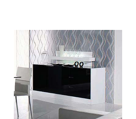 Sciae Rubin High Gloss Sideboard in Black and White