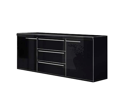 Sciae Sylvie High Gloss Black 2 Door Sideboard