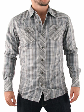 Scotch and Soda Grey Western Long Sleeved Shirt