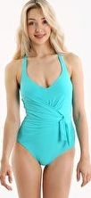 Seaspray, 1294[^]236546 Just Plain Draped Crossover One Piece - Aqua